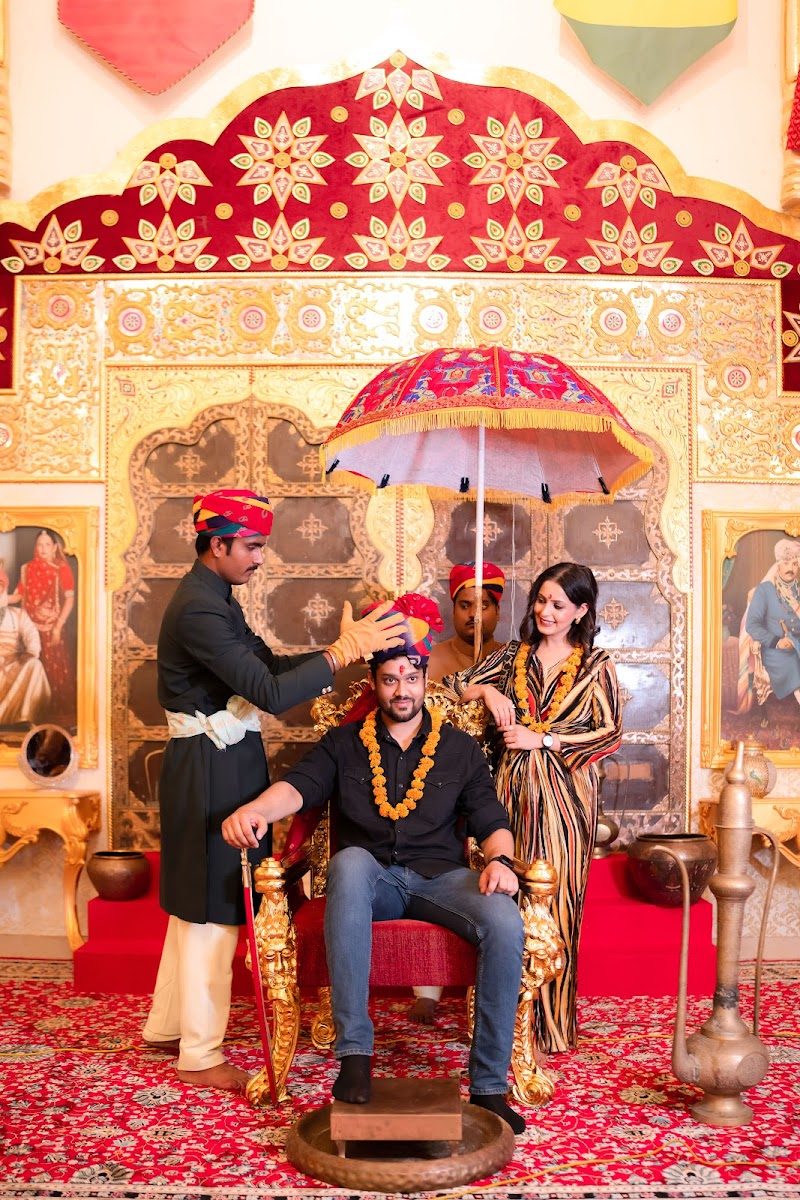 Royal seat photo corner in the darbar hall at Virasat Jaipur